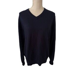 Johnston & Murphy Silk Blend V-Neck‎ Blue Sweater Size Medium